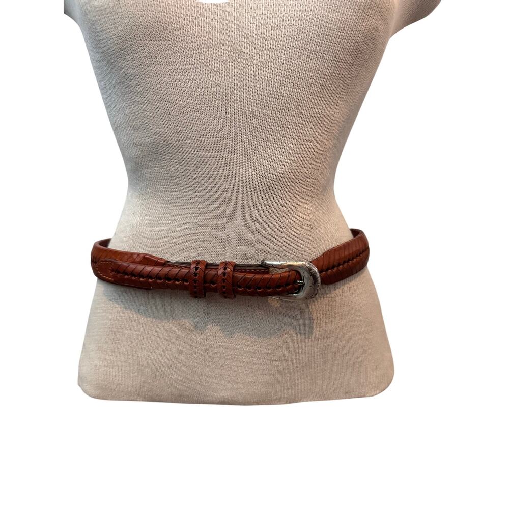Vintage brown leather weave belt size 30